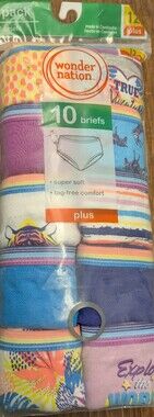 Wonder Nation 10 Pack Girls 12 Plus Briefs Cotton Panties Underwear
